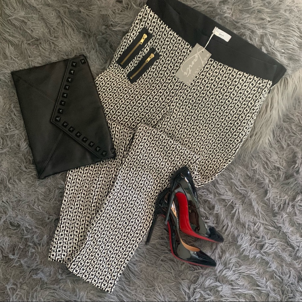 Black and White Cigarette Pant